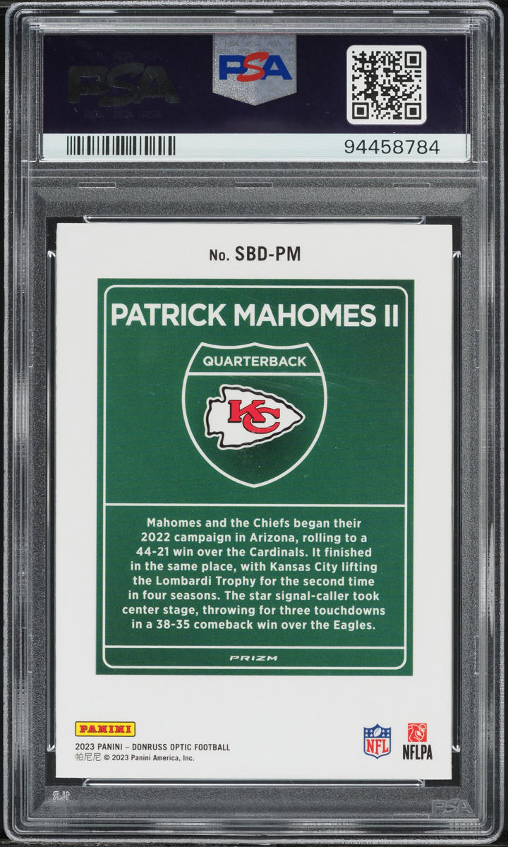 2023 Donruss Optic Super Bowl Downtown Patrick Mahomes II #SBD-PM PSA 10 GEM