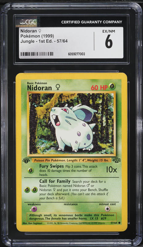 1999 Pokemon Jungle 1st Edition Nidoran #57 CGC 6 EXMT
