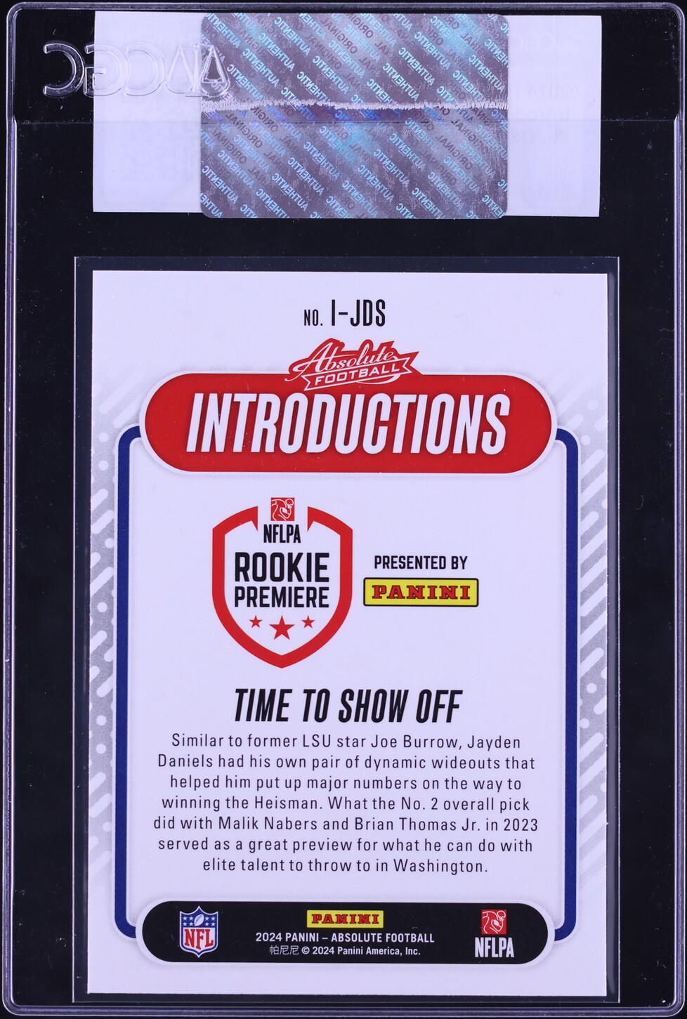 2024 Absolute Introductions Jayden Daniels ROOKIE #I-JDS CGC AUTH