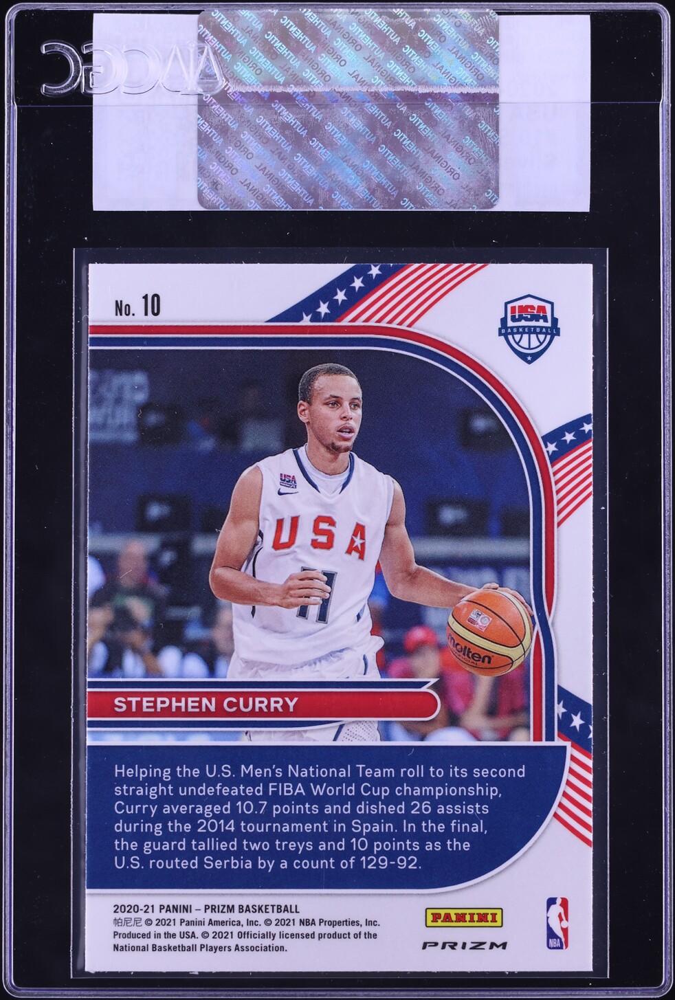 2020 Panini Prizm USA Basketball Silver Stephen Curry #10 CGC AUTH