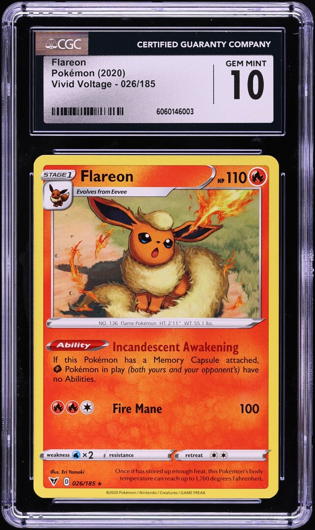 2020 Pokemon Sword & Shield Vivid Voltage Flareon #026 CGC 10 GEM