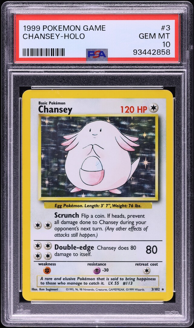1999 Pokemon Base Set Holo Chansey #3 PSA 10 GEM MINT