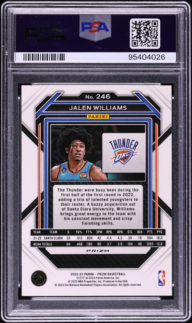 2022 Panini Prizm Red Ice Jalen Williams ROOKIE #246 PSA 10 GEM MINT
