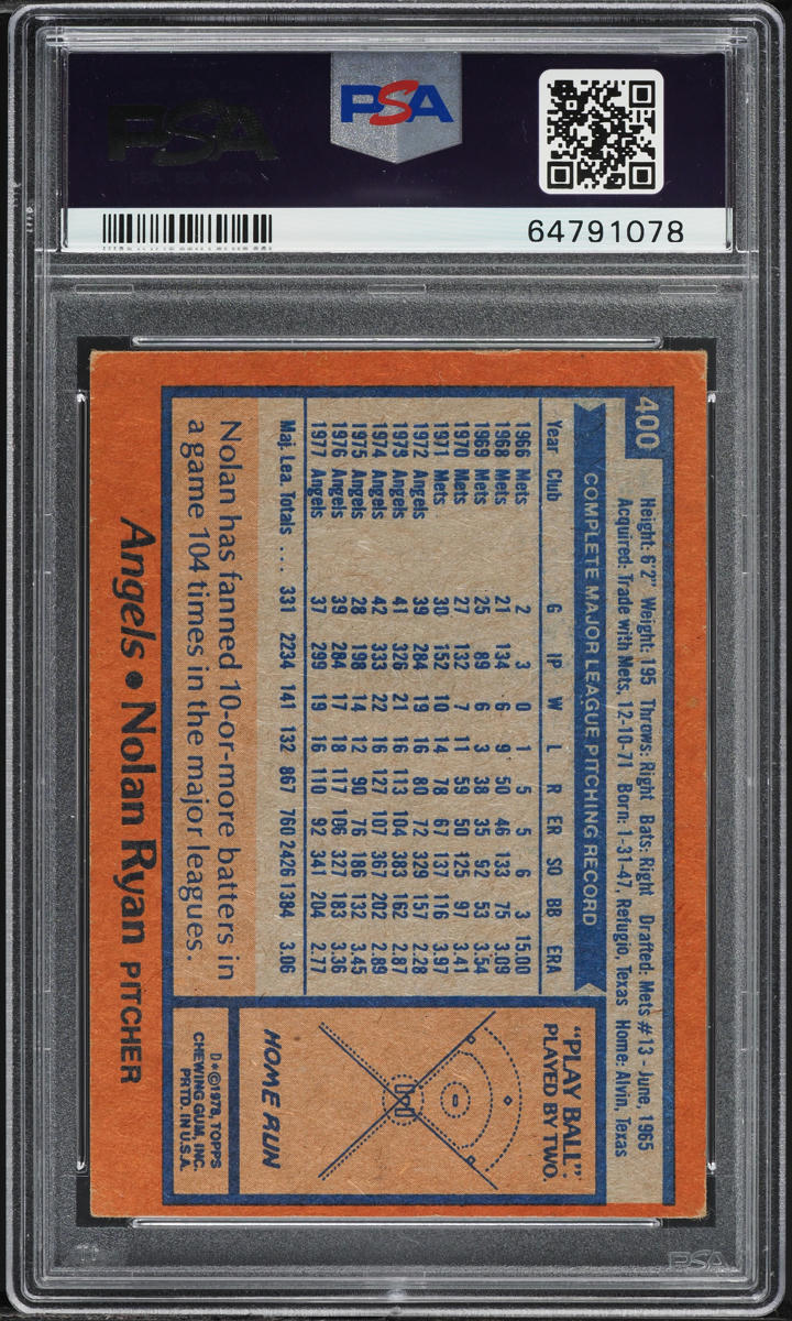 1978 Topps Nolan Ryan #400 PSA 2 GD