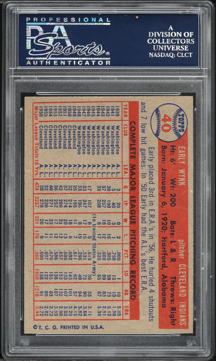 1957 Topps Early Wynn #40 PSA 8 NM-MT