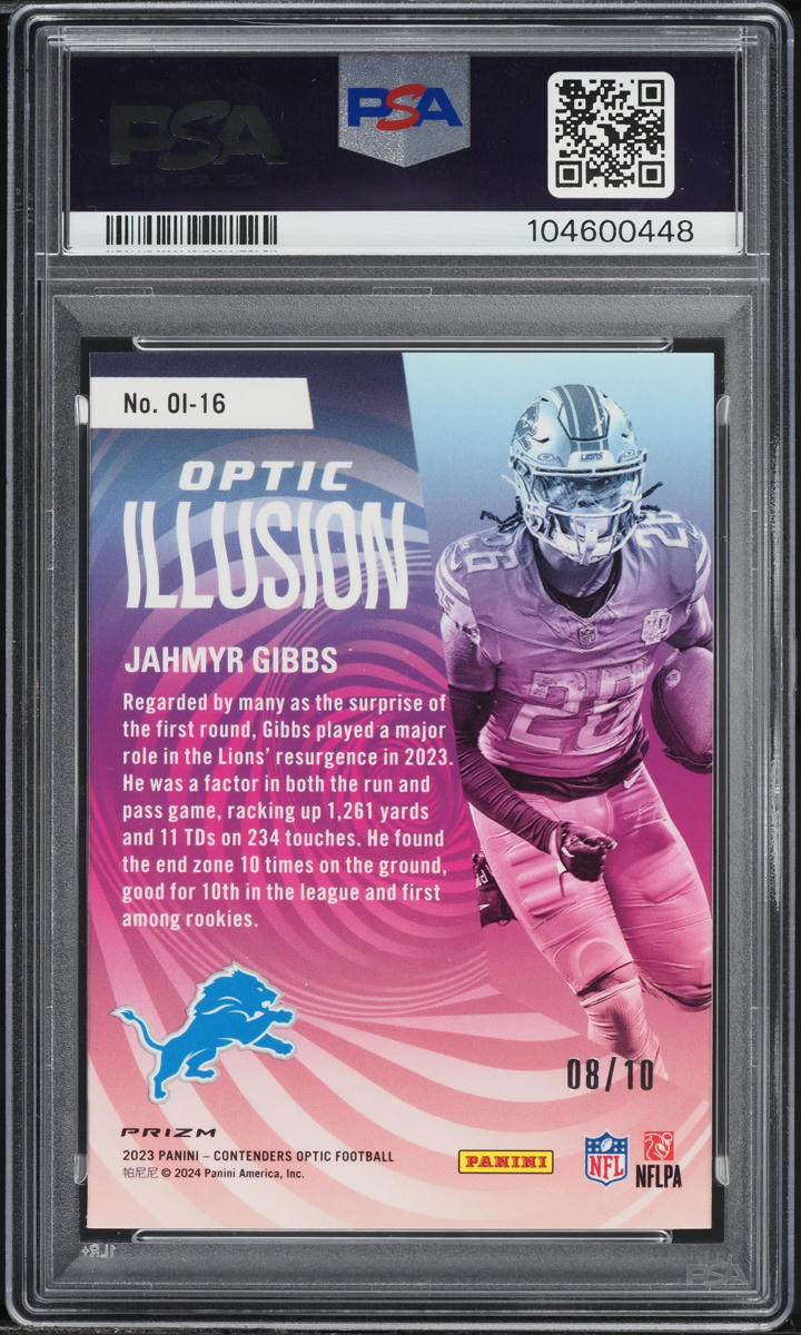 2023 Panini Contenders Optic Illusion Gold Jahmyr Gibbs ROOKIE /10