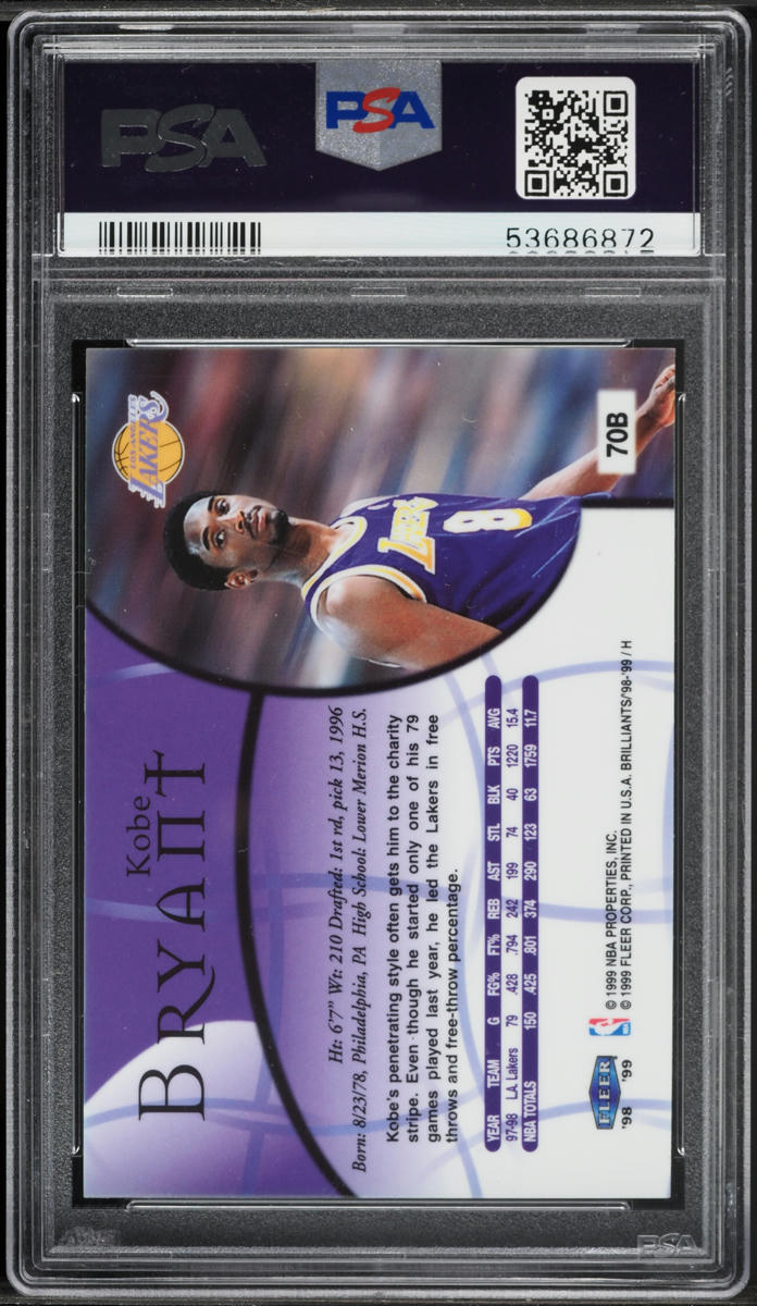 1998 Fleer Brilliants Blue Kobe Bryant #70B PSA 9 MINT