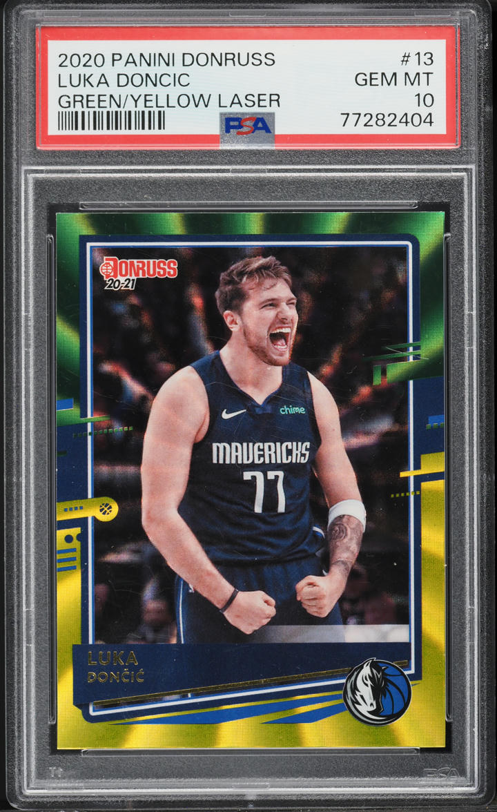 2020 Donruss Green Yellow Laser Luka Doncic #13 PSA 10 GEM MINT