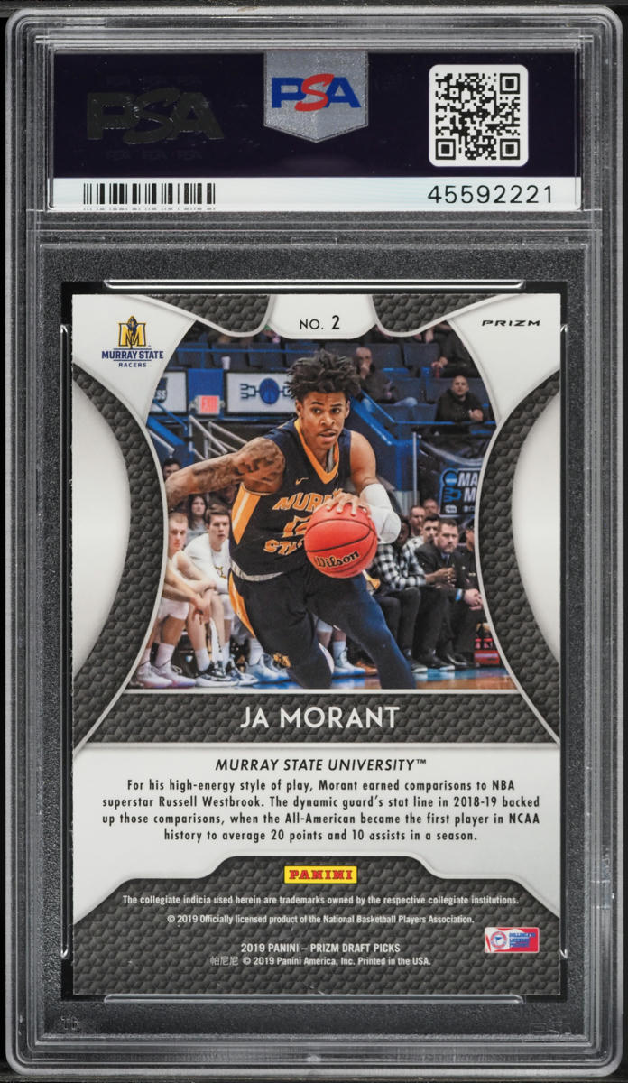 2019 Panini Prizm Draft Picks Silver Ja Morant ROOKIE #2 PSA 10 GEM MINT