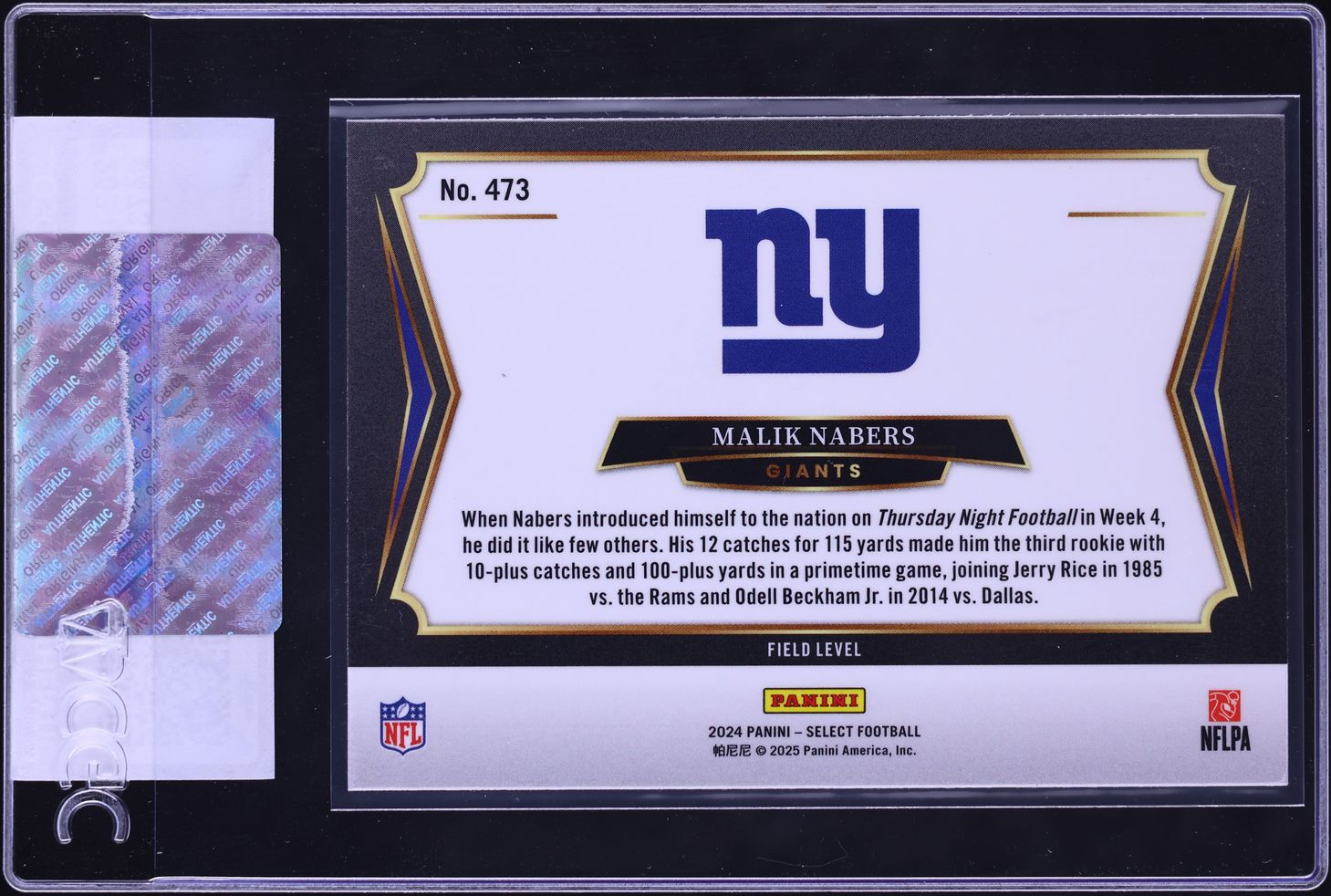 2024 Select Field Level Malik Nabers ROOKIE #473 CGC AUTH