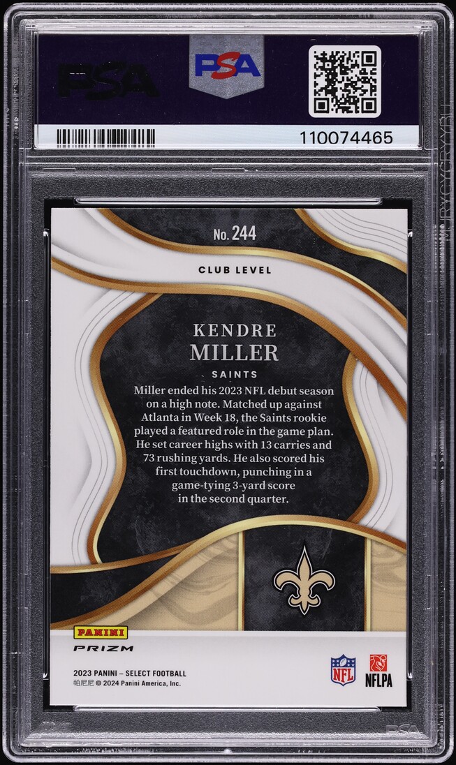 2023 Select Club Level Silver Prizm Kendre Miller ROOKIE #244 PSA