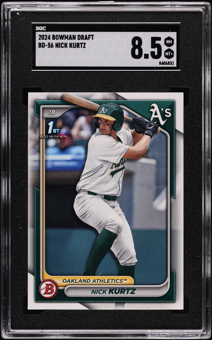 2024 Bowman Draft Nick Kurtz PROSPECT #BD-56 SGC 8.5 NM-MT+