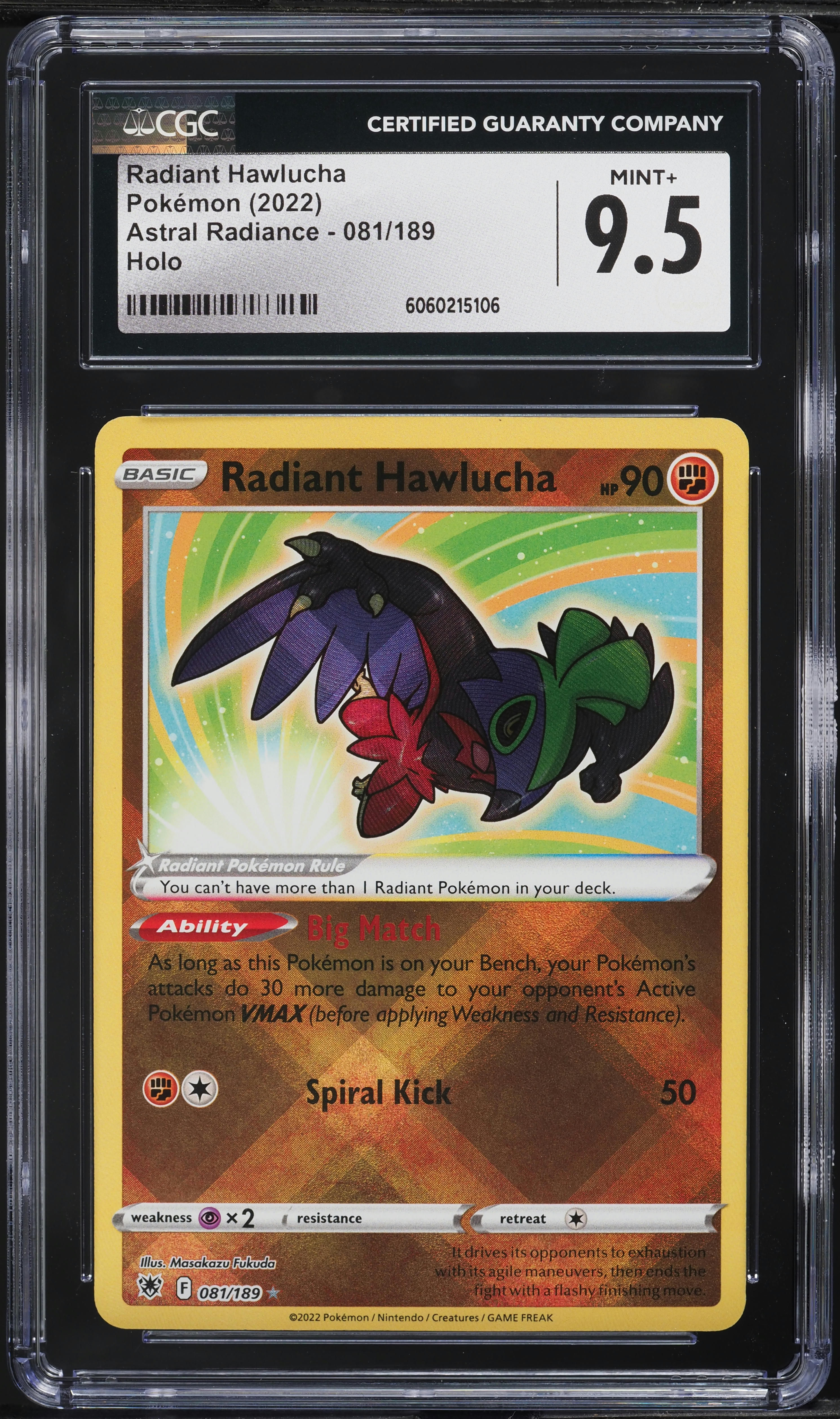 radiant hawlucha pokemon card value 2022 Pokemon Sword & Shield Astral Radiance Radiant Hawlucha #81 CGC 9.5  MINT+ on Fanatics Collect