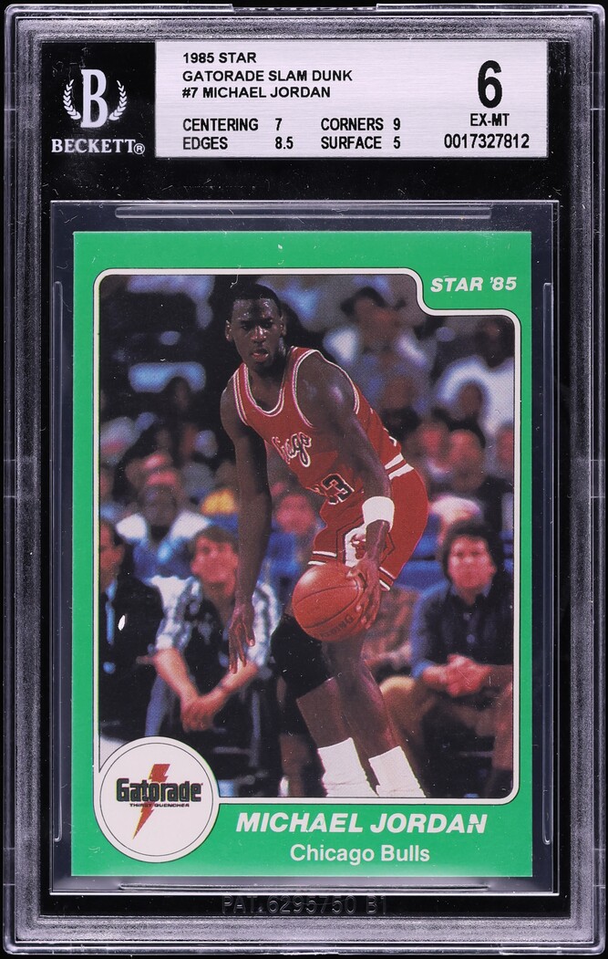 1985 Star Gatorade Slam Dunk Michael Jordan ROOKIE #7 BGS 6 EXMT