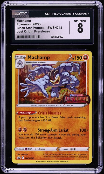 2022 Pokemon SWSH Promo Lost Origin Prerelease Holo Machamp #SWSH243 CGC 8 NM-MT