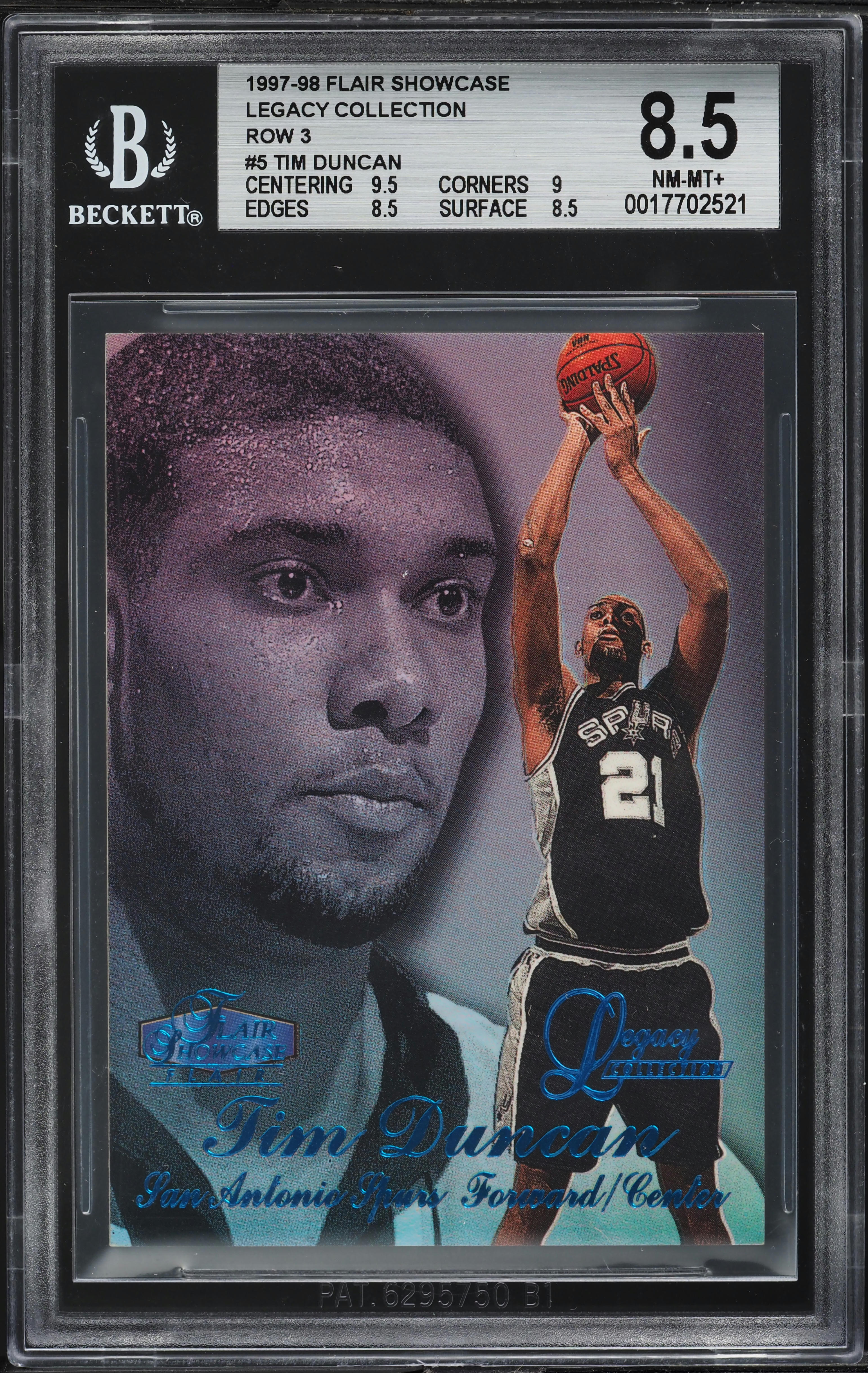 1997 Flair Showcase Legacy Collection Row 3 Tim Duncan ROOKIE /100 