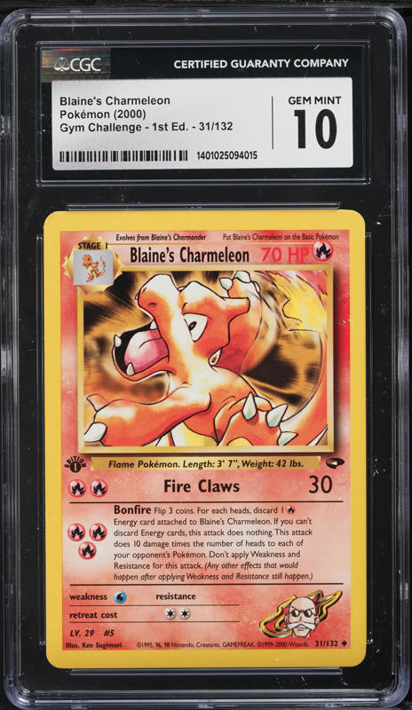 2000 Pokemon Gym Challenge 1st Edition Blaine's Charmeleon #31 CGC 10 GEM MINT