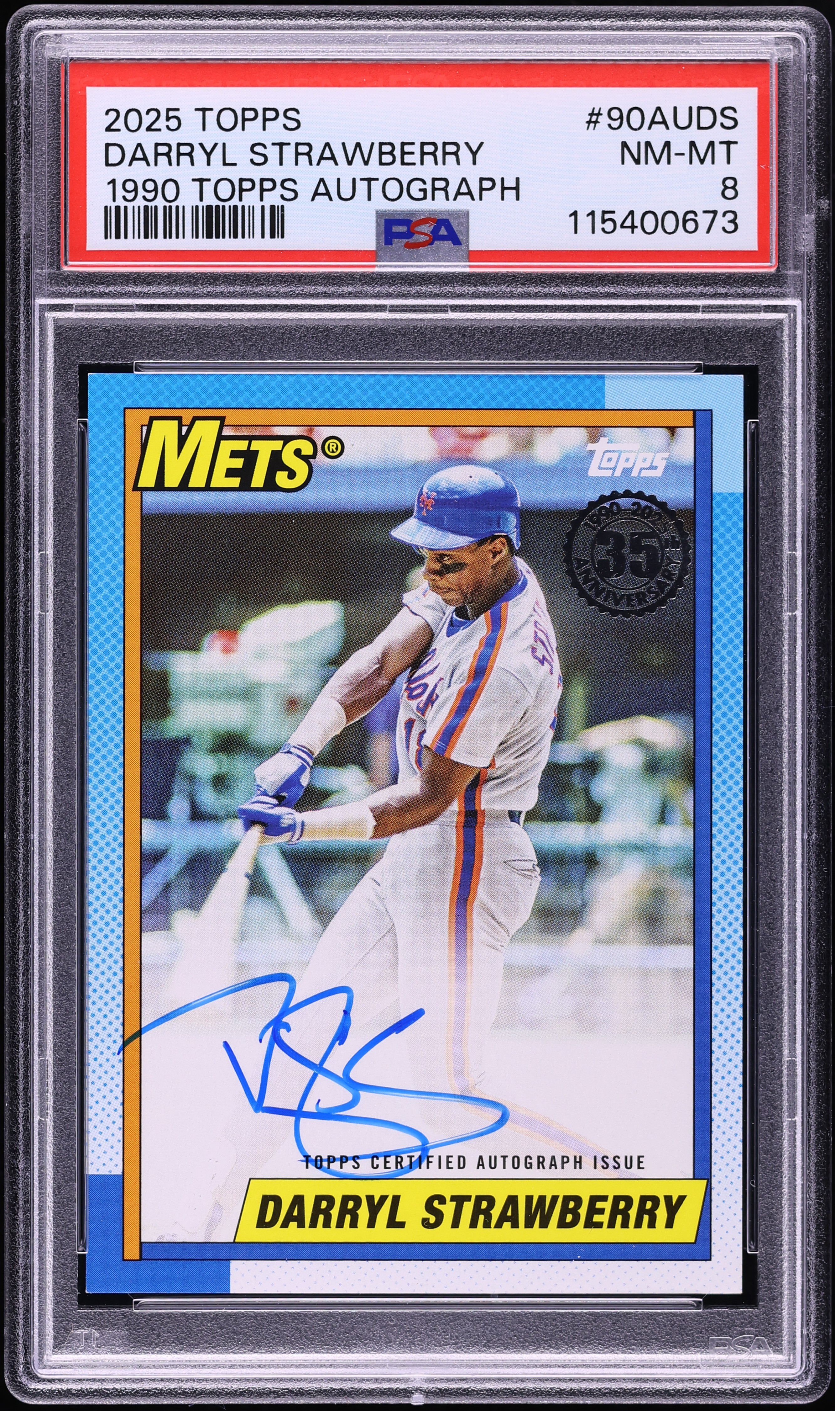 2025 Topps '90 Darryl Strawberry AUTO #90AUDS PSA 8 NM-MT on