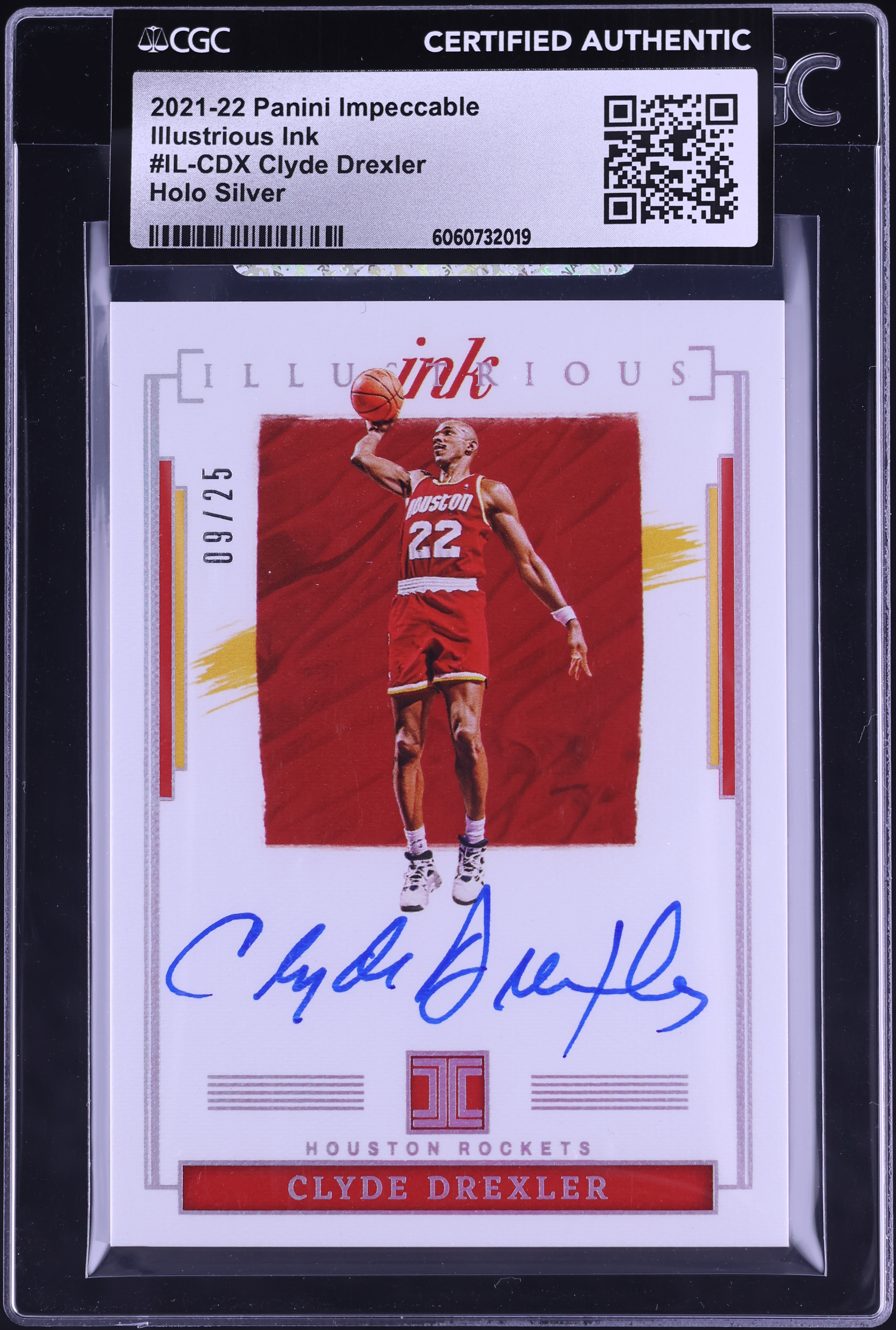 2021 Panini Impeccable Illustrious Holo Silver Clyde Drexler AUTO