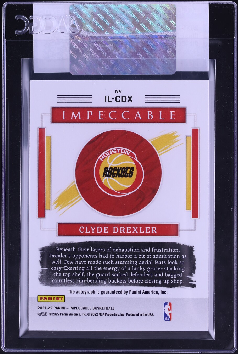 2021 Panini Impeccable Illustrious Holo Silver Clyde Drexler AUTO