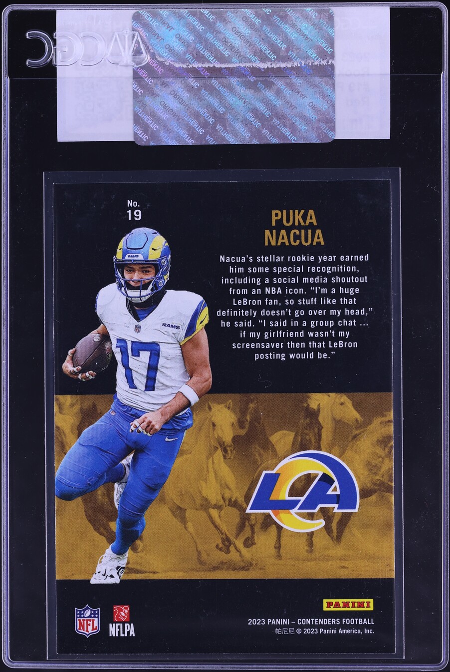2023 Panini Contenders Stallions Red Puka Nacua ROOKIE #19 CGC AUTH