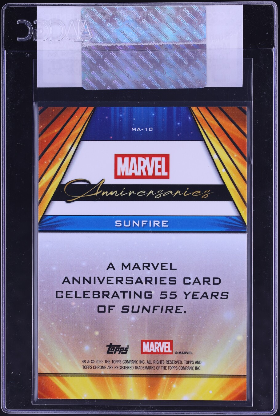 2025 Topps Chrome Marvel Anniversaries Sunfire #MA-10 CGC AUTH