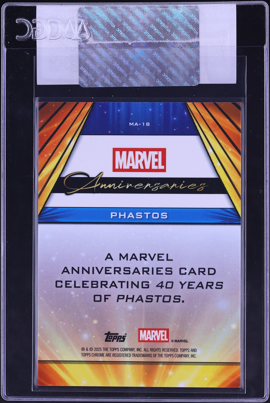 2025 Topps Chrome Marvel Anniversaries Phastos #MA-18 CGC AUTH