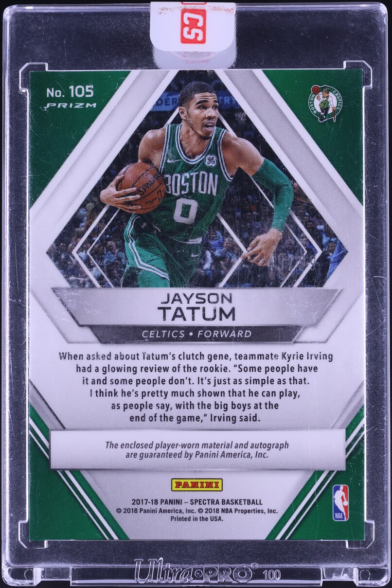2017 Panini Spectra Neon Blue Jayson Tatum ROOKIE PATCH AUTO /99 #105