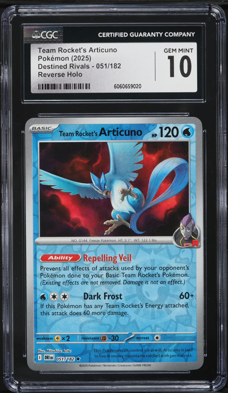 2025 Pokemon SV Destined Rivals Reverse Holo Team Rocket's Articuno #51 CGC 10