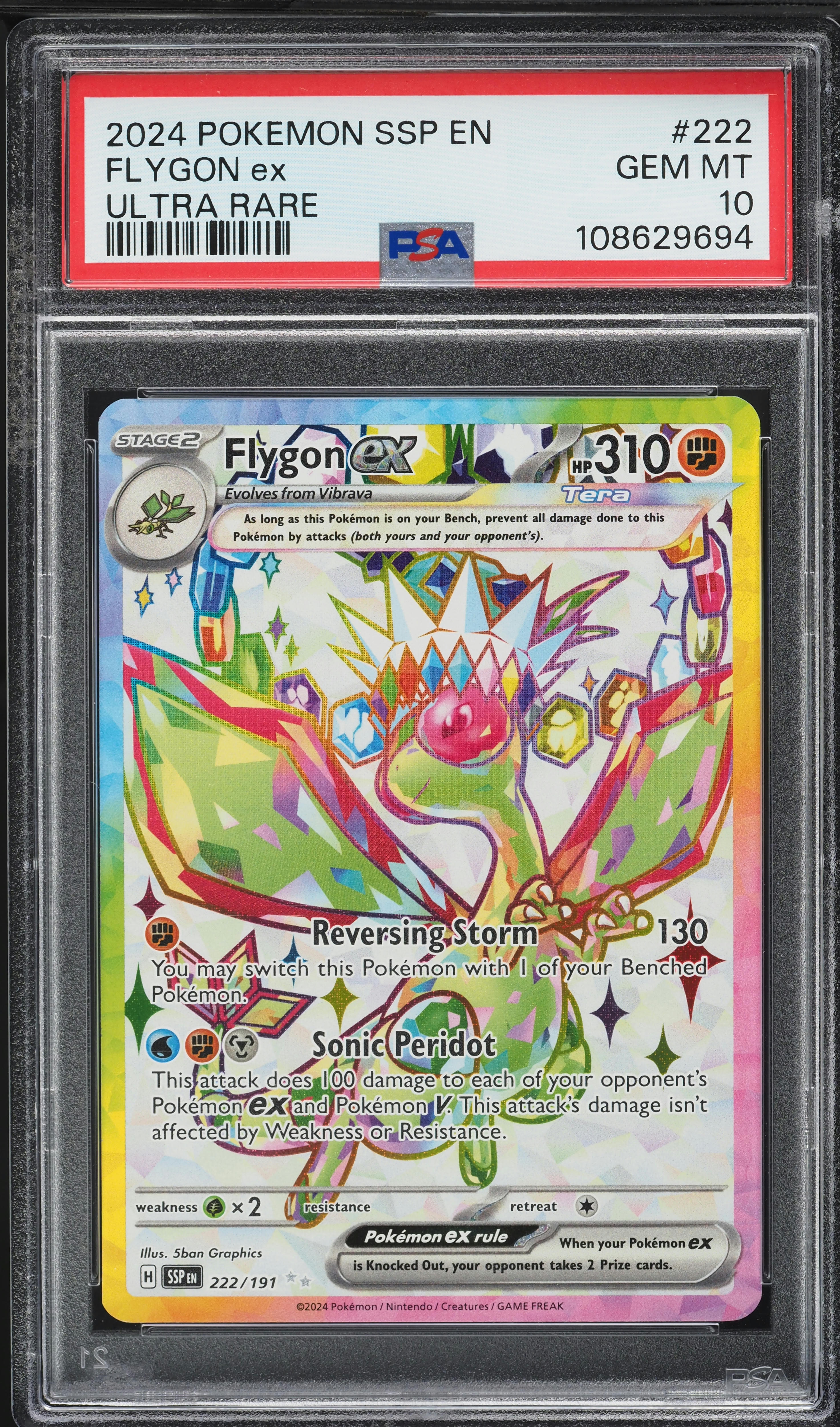 2024 Pokemon SV Surging Sparks Full Art Flygon ex #222 PSA 10 GEM