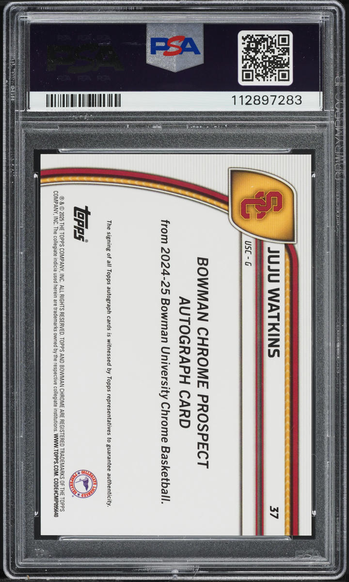 2024 Bowman Chrome U Black & Blue Stealth Ref. Juju Watkins RC AUTO /100 PSA 10