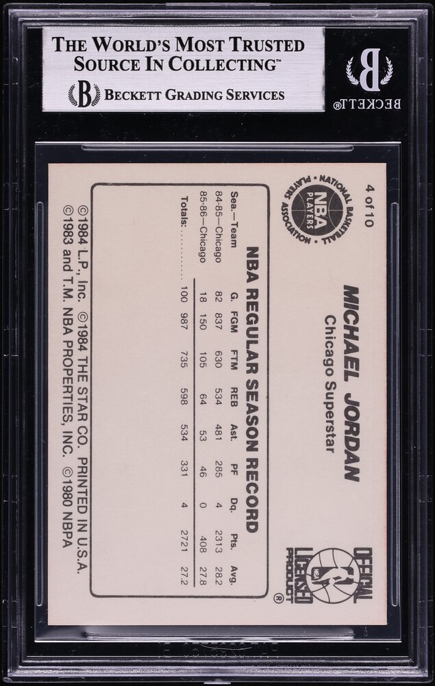 1986 Star Basketball Michael Jordan ROOKIE #4 BGS 8 NM-MT