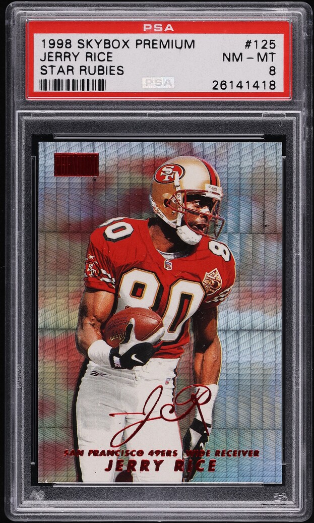 1998 Skybox Premium Star Rubies Jerry Rice /50 #125 PSA 8 NM-MT