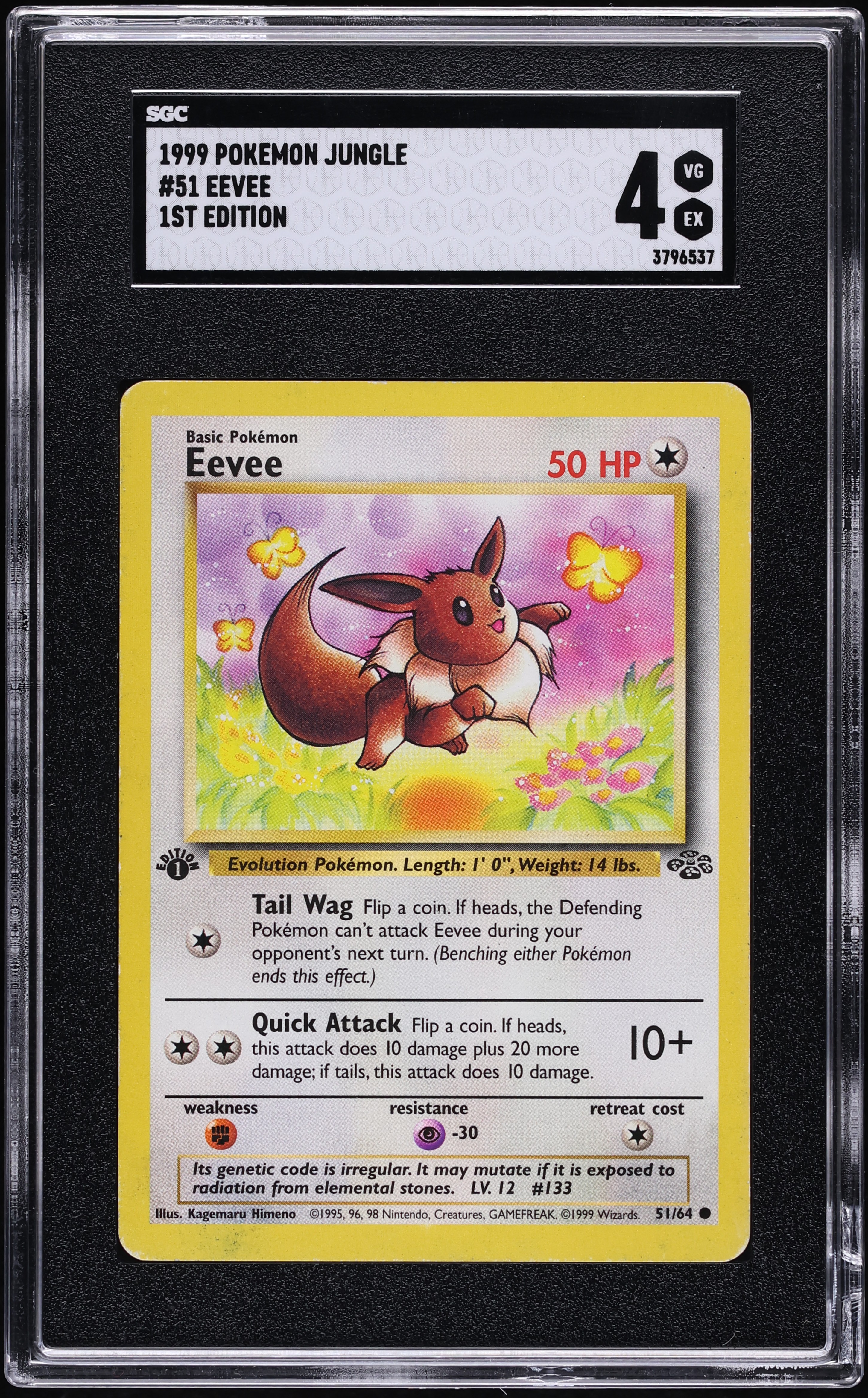 1999 Pokemon Jungle 1st Edition Eevee #51 SGC 4 VGEX on Fanatics