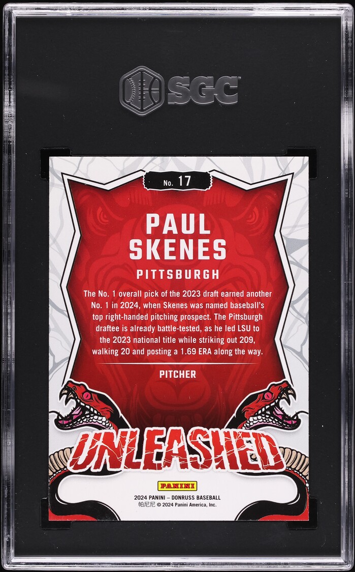 2024 Donruss Unleashed Paul Skenes ROOKIE #17 SGC 10 GEM MINT