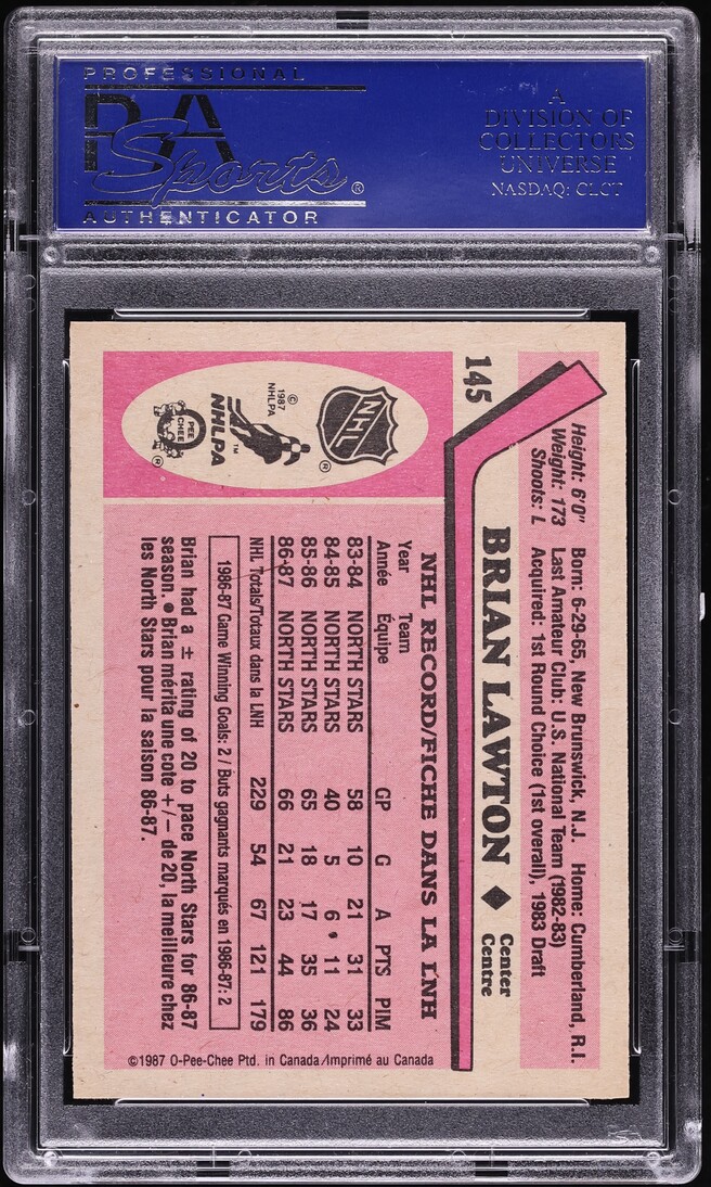 1987 O-Pee-Chee Hockey Brian Lawton #145 PSA 10 GEM MINT