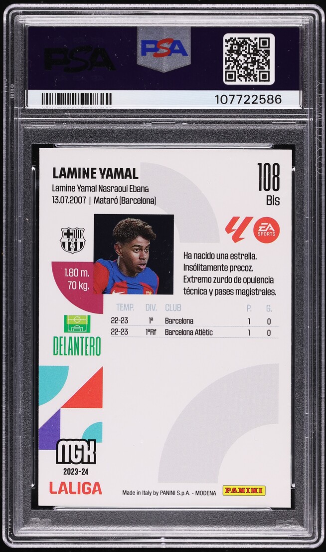2023 Panini Megacracks La Liga EA Sports Lamine Yamal ROOKIE #108BIS PSA 9 MINT