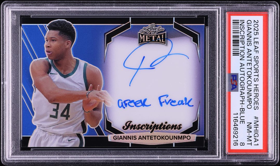 2025 Leaf Sports Heroes Inscriptions Blue Giannis Antetokounmpo