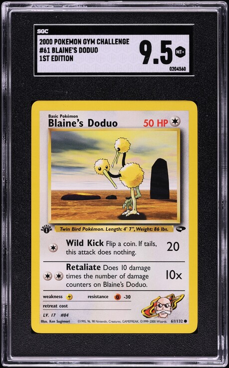 2000 Pokemon Gym Challenge 1st Edition Blaine's Doduo #61 SGC 9.5 MINT+