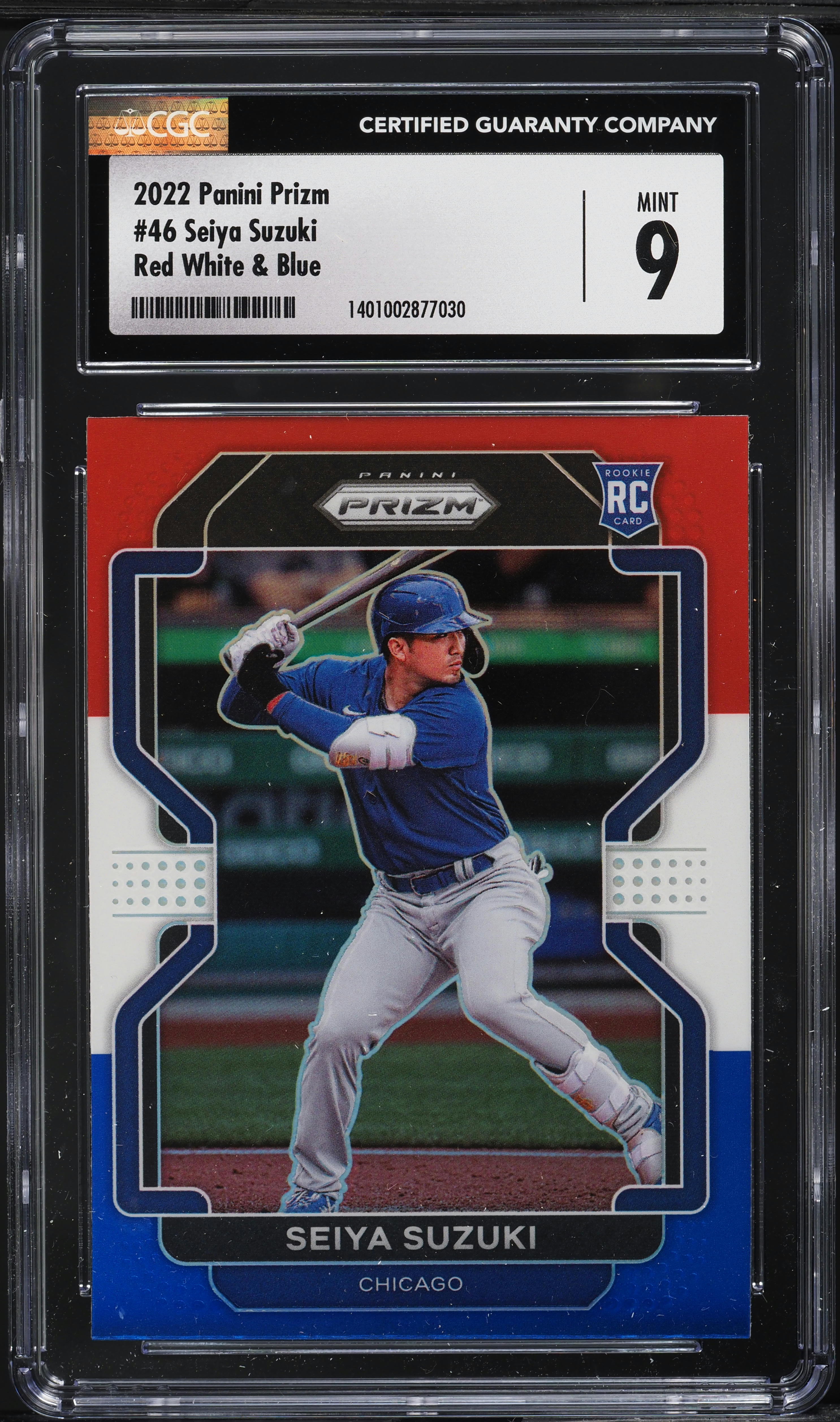 2022 Panini Prizm Red White & Blue Seiya Suzuki ROOKIE #46 CGC 9