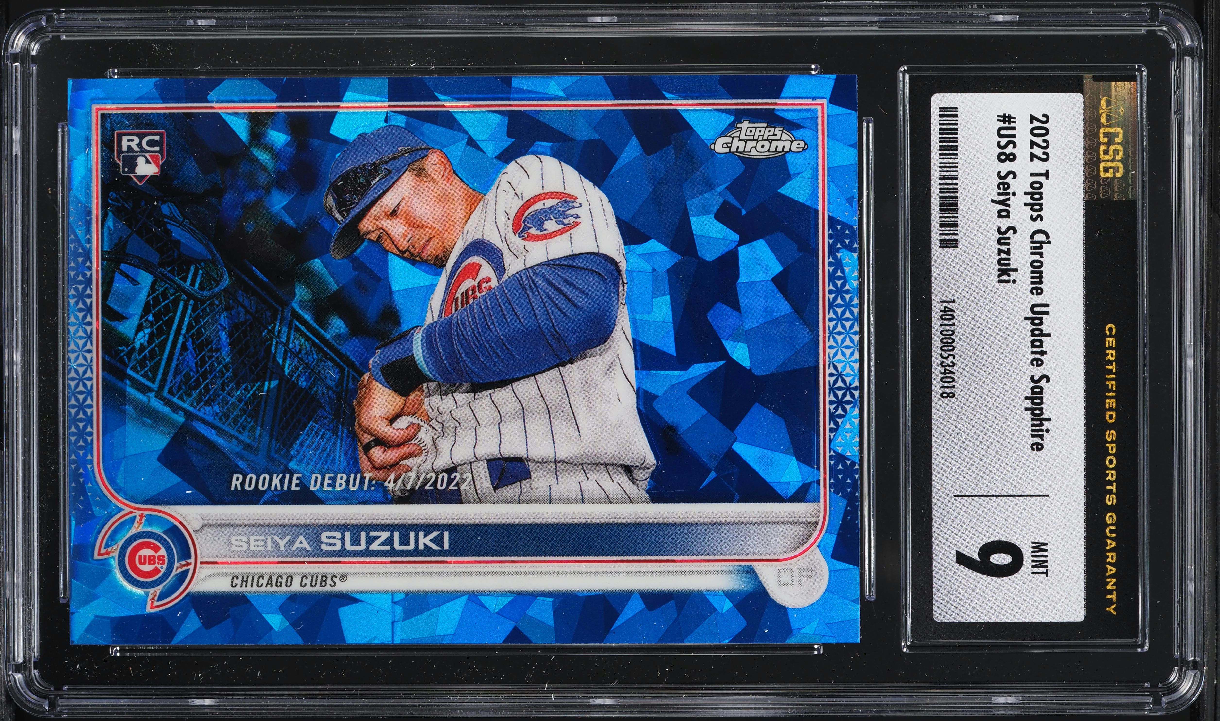 2022 Topps Chrome Update Sapphire Seiya Suzuki ROOKIE #US8 CSG 9