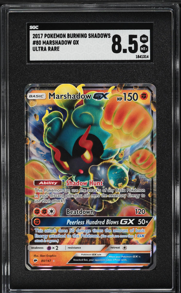 2017 Pokemon Sun & Moon Burning Shadows Full Art Marshadow GX #80 SGC 8.5  NM-MT+ on Fanatics Collect