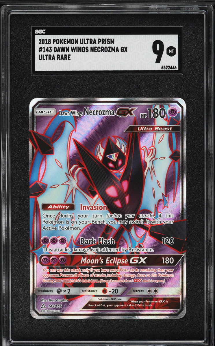 ultra prism rare cards 2018 Pokemon SM Full Art Dawn Wings Necrozma GX #143 SGC 9 MINT on Fanatics Collect An individual card from the Pokémon trading and collectible card game (TCG/CCG) The Cards Of Pokémon TCG: