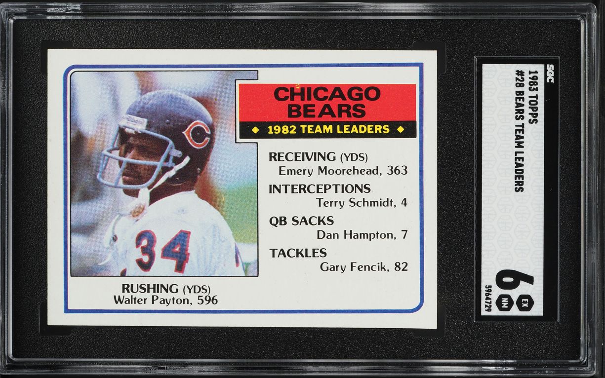 1983 Topps Football Walter Payton BEARS TEAM LDRS #28 SGC 6 EXMT