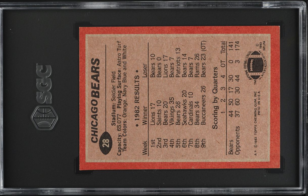 1983 Topps Football Walter Payton BEARS TEAM LDRS #28 SGC 6 EXMT