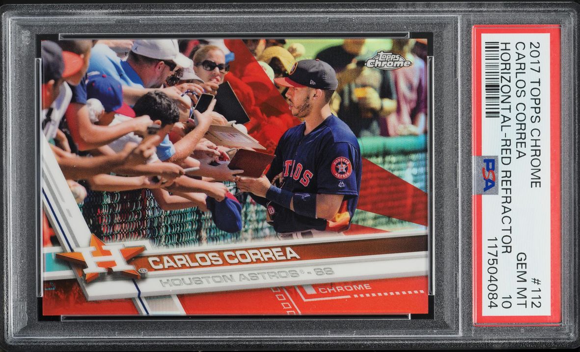 2017 Topps Chrome Horizontal Red Refractor Carlos Correa /5 #112 PSA 10 GEM MINT