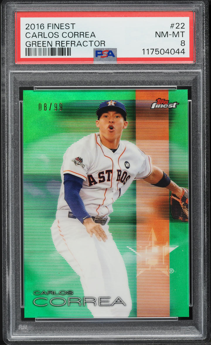 2016 Finest Green Refractor Carlos Correa /99 #22 PSA 8 NM-MT