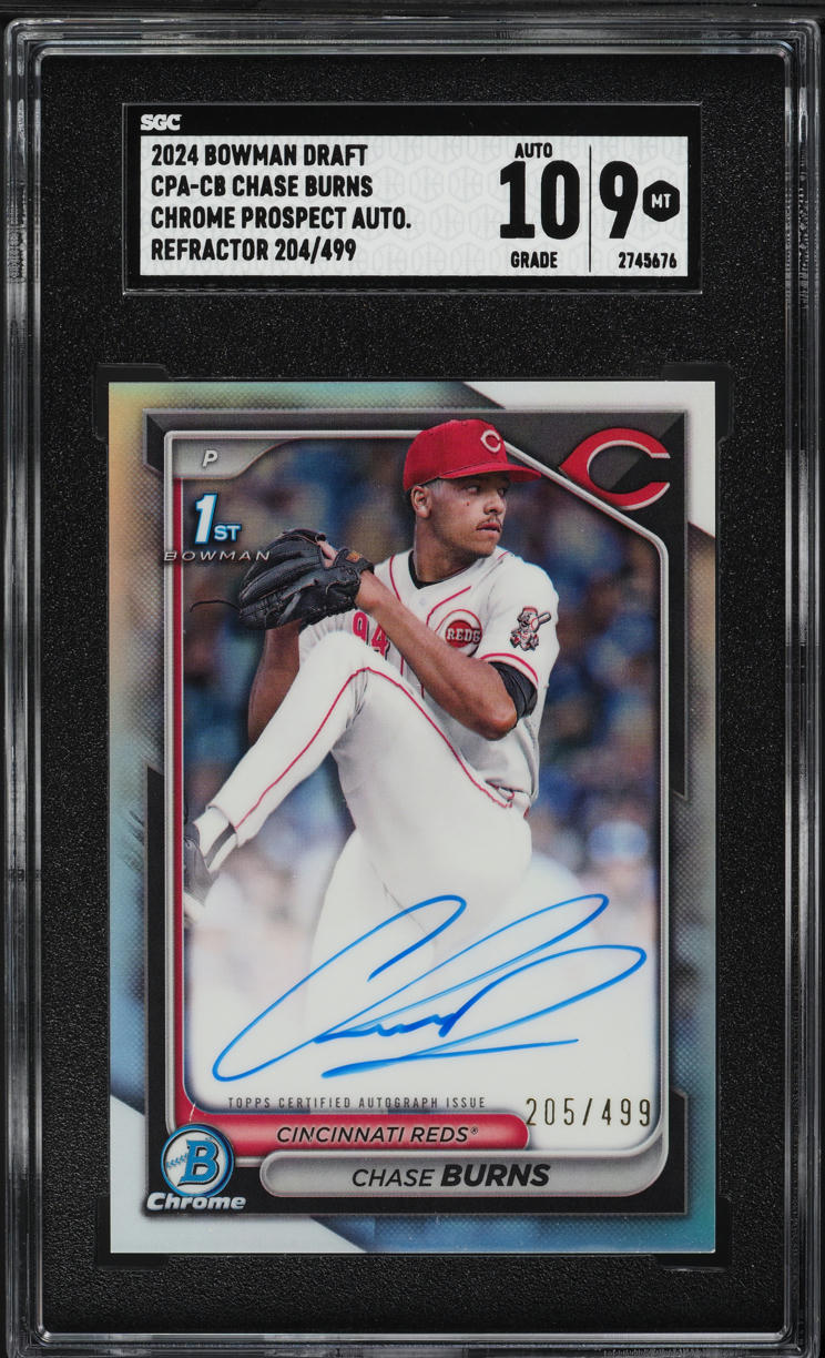 2024 Bowman Chrome Draft Refractor Chase Burns PROSPECT AUTO /499 #CPA-CB SGC 9 MINT