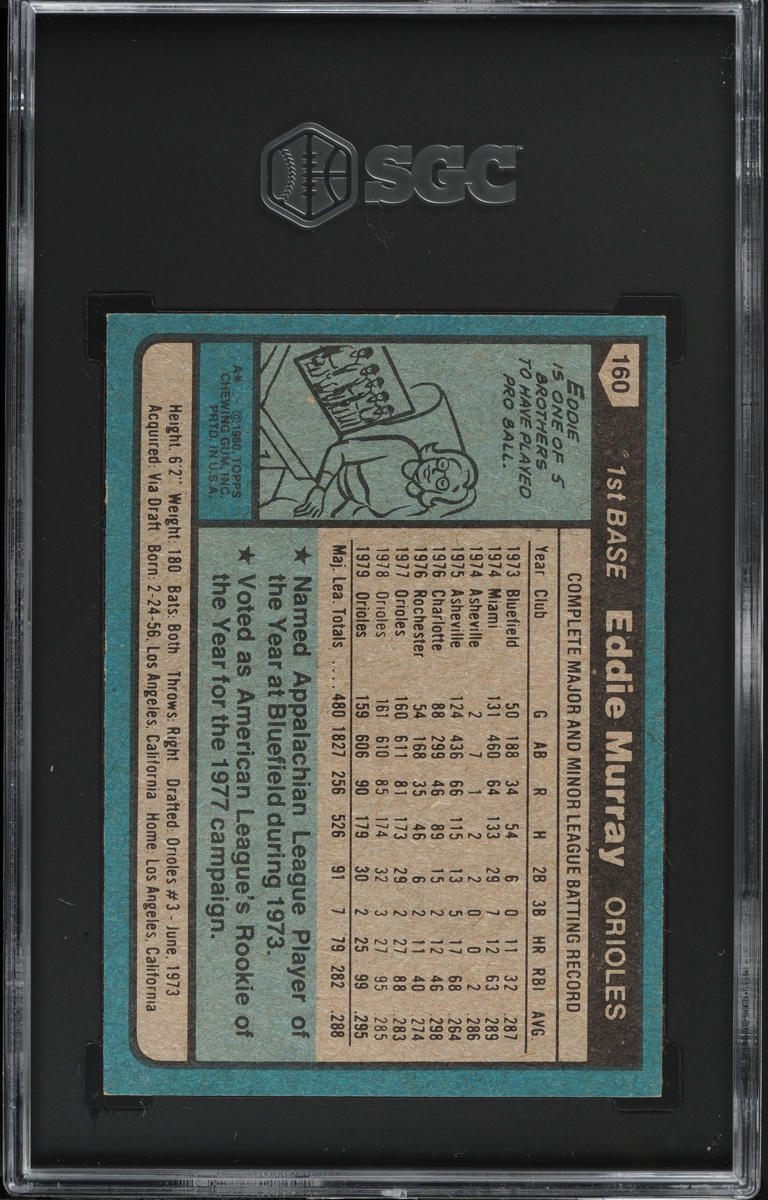 1980 Topps Eddie Murray #160 SGC 8 NM-MT