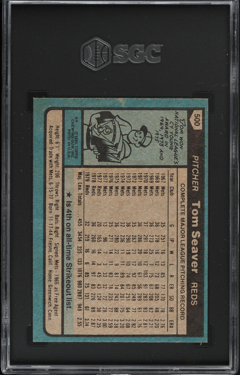 1980 Topps Tom Seaver #500 SGC 8 NM-MT